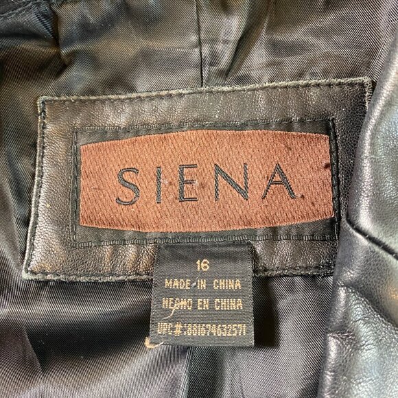 VTG SIENA 100% Genuine Soft Leather Jacket  Blazer Sz 16  Black #83G - Picture 7 of 9